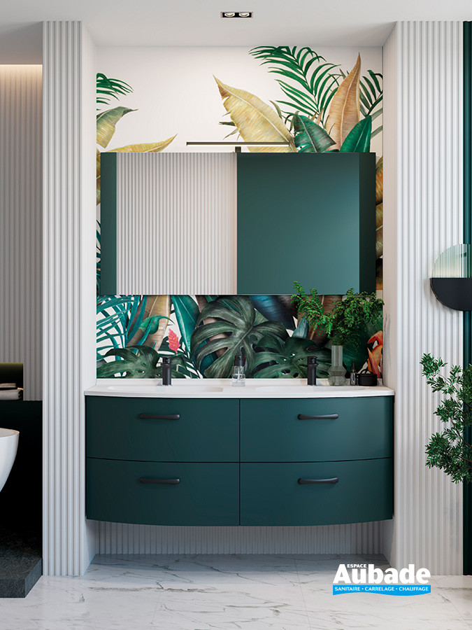 Meuble de salle de bains Elio finition Vert forêt par Ambiance Bain
