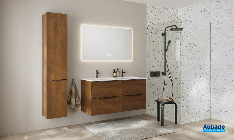 Meuble Free, L.120 cm finition bois et poignée Noir mat