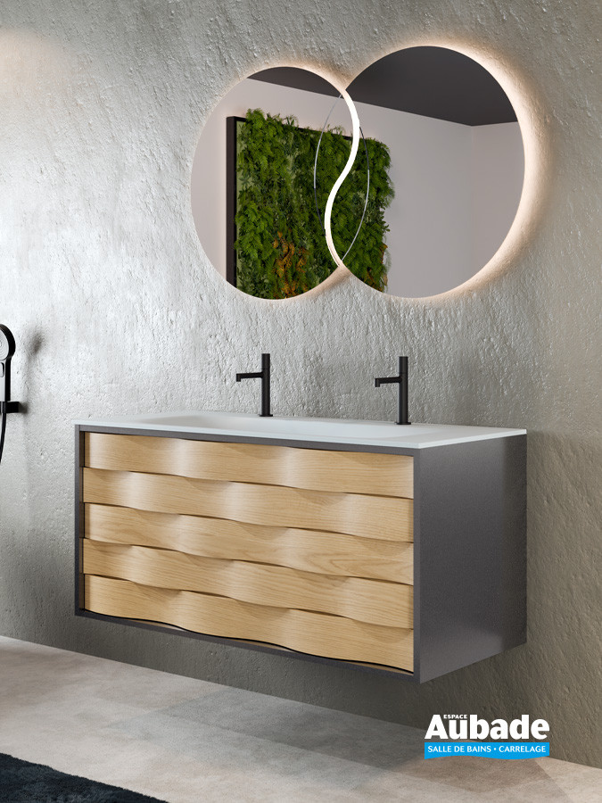 Meuble Cascade par Decotec 120 cm en coloris Titane brillant