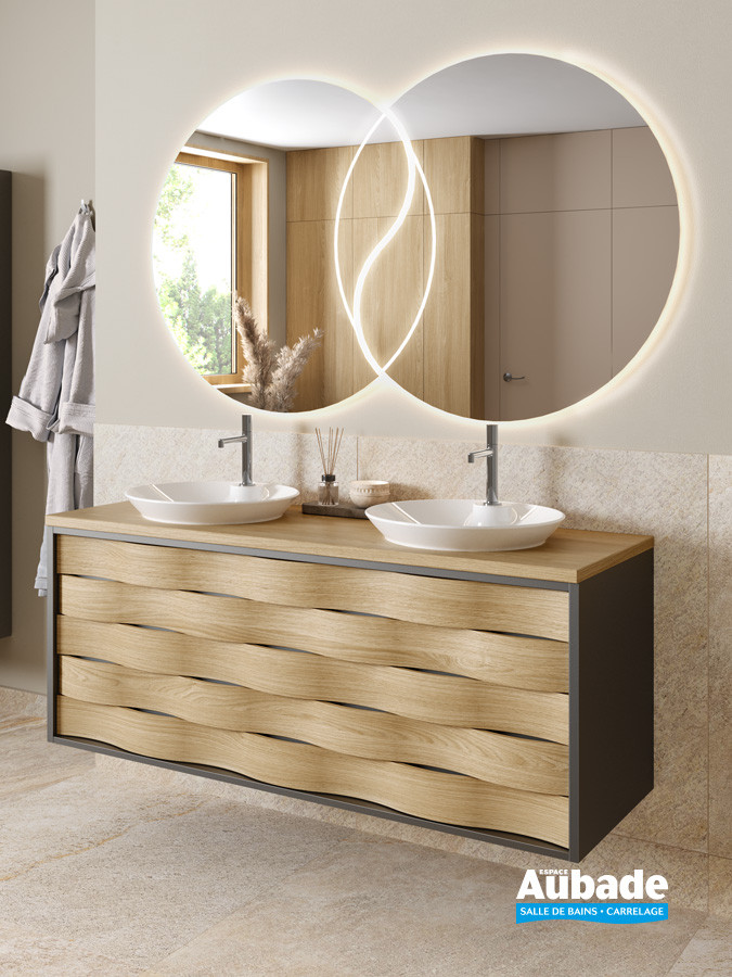 Meuble Cascade par Decotec double vasque en coloris Chêne