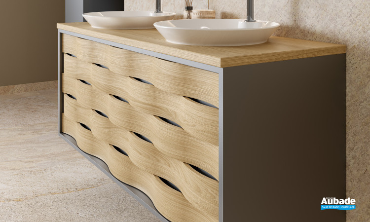 Meuble Cascade par Decotec double vasque en coloris Chêne