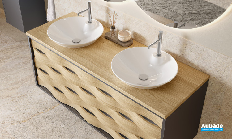 Meuble Cascade par Decotec double vasque en coloris Chêne