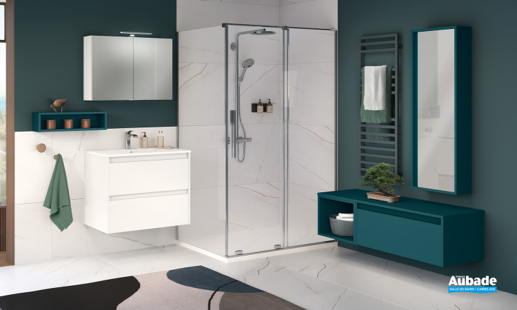 Meuble d-motion affleurant largeur 80 cm avec 2 coulissants coloris Blanc satiné de la marque Delpha