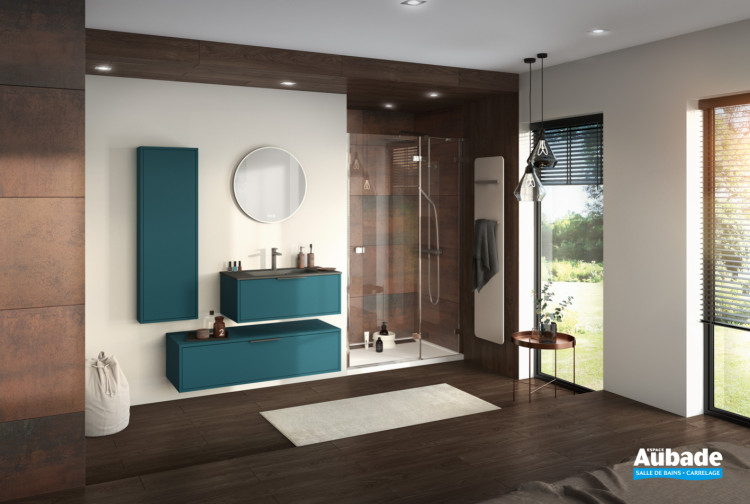 Meuble 1 coulissant Ultra Cadra L. 80 cm Bleu paon mat par Delpha