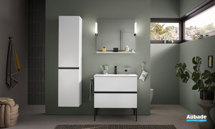 Meuble Sivida, 2 tiroirs poignées Noir diamant