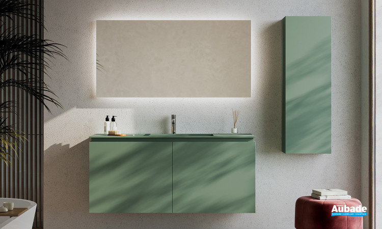 Meuble salle de bains 140 cm Florence coloris vert Sauge de chez Karol 