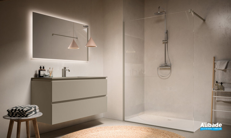 Meuble salle de bains Florence 2 tiroirs coloris Gris corde de chez Karol 