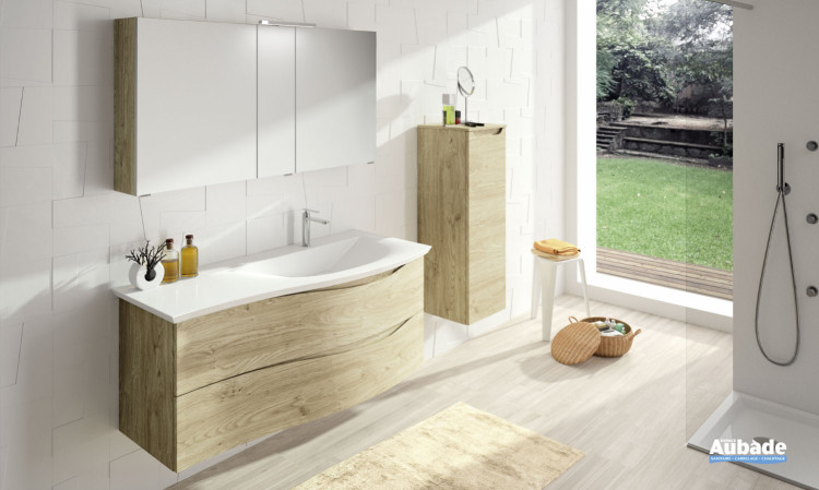Meuble de salle de bain Twist Chêne san remo Plan Blanc brillant de Cedam
