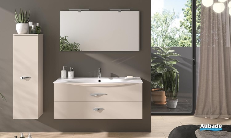 Meuble de salle de bain Flore coloris laqué poudre mat de Decotec