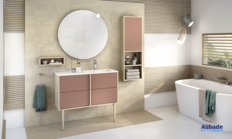 meuble salle de bains delpha evasion largeur 100 terracotta mat chene dore structure