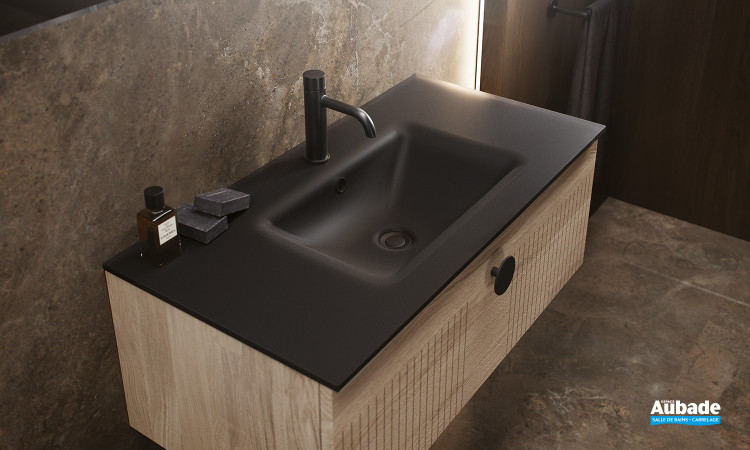 Plan vasque verre Noir givré