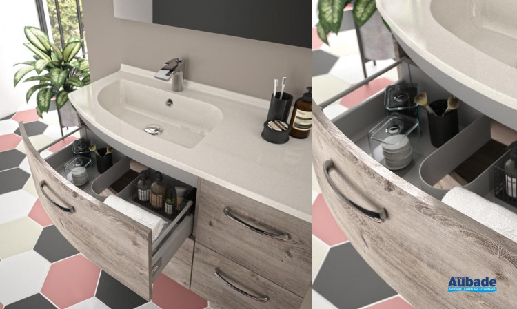 Meuble vasque 4 tiroirs Elio coloris Inari et plan Blanc mat de la marque Ambiance Bain