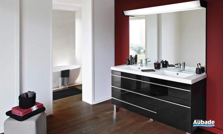 meuble double vasque laqué et rangements Decotec Rivoli