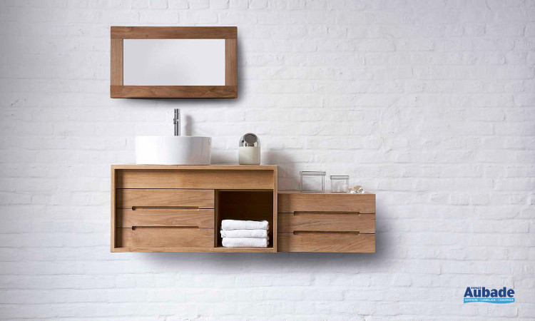 meuble vasque en bois et miroir modèle Cube Line Art