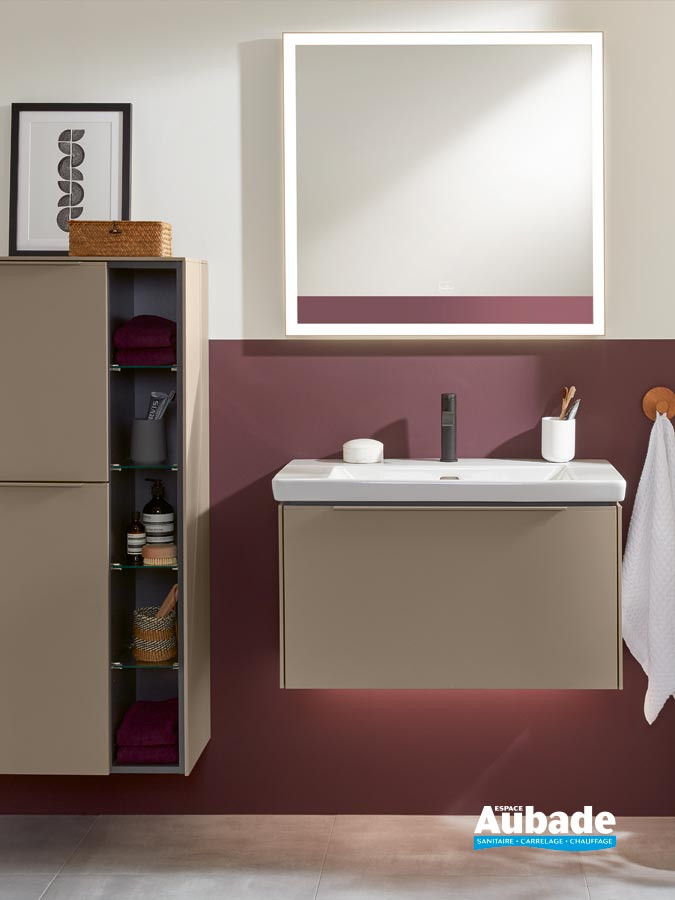 Meuble Subway 3.0, simple vasque avec un tiroir coloris taupe de Villeroy & Boch