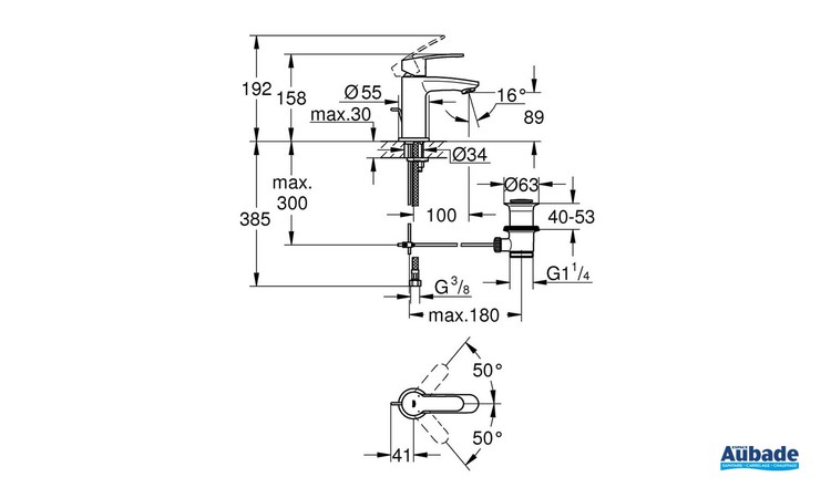 Mitigeur Lavabo Taille S Eurostyle Cosmopolitan Chromé schéma