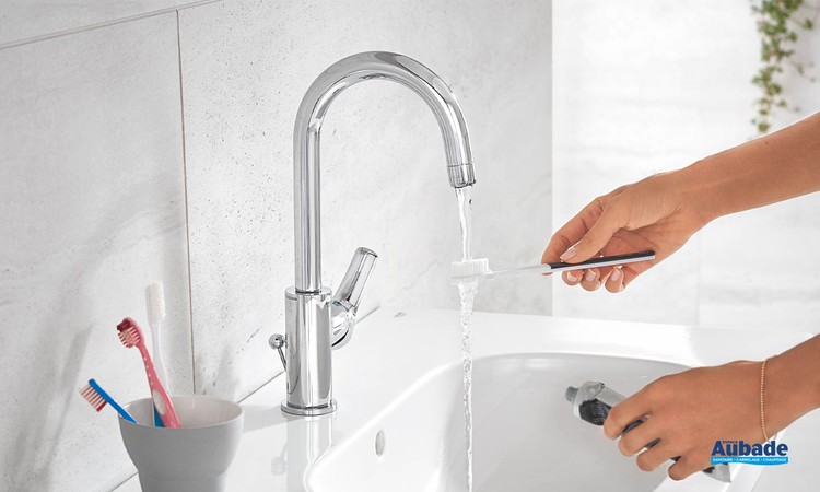 Mitigeur De Lavabo BELZ Monocommande - Robinet Économique Chromé Avec Bec Haut - Installation Facile G 3/8"