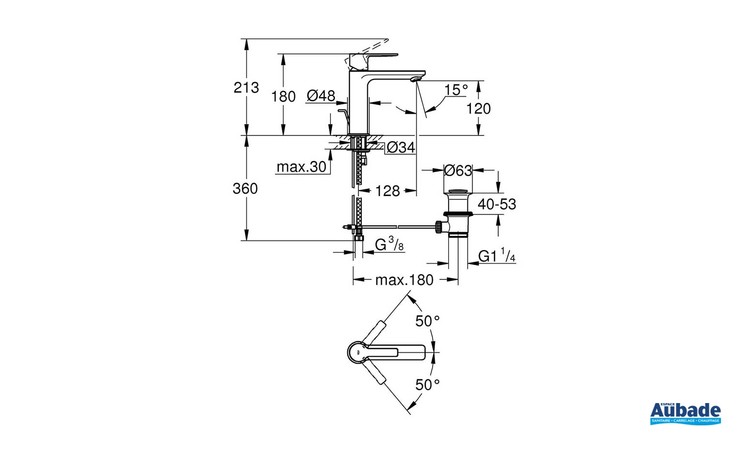 Mitigeur monocommande Lavabo Taille S Lineare Chromé schéma