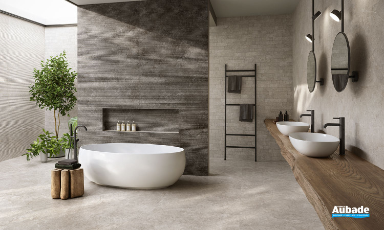 Collection Landstone par Novabell en coloris Gravel et décor Struttura Track Carbon