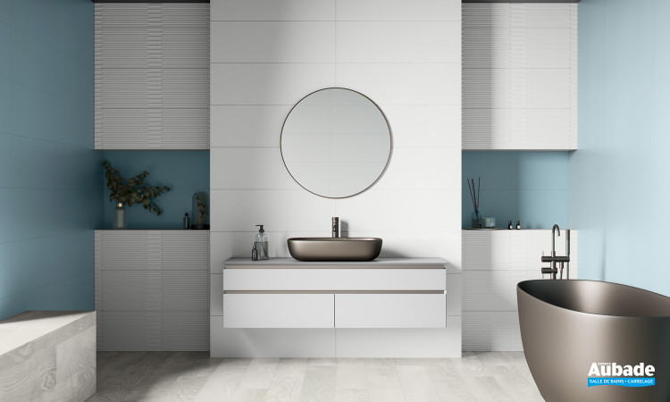 Collection Irida par Pamesa en coloris Blue et décor RLV White