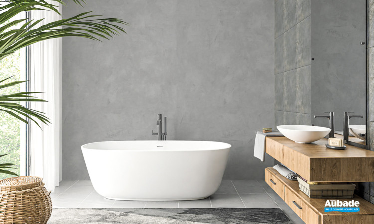 Panneau mural de douche Aubade Vipanel de Roth, finition Béton mat perlé