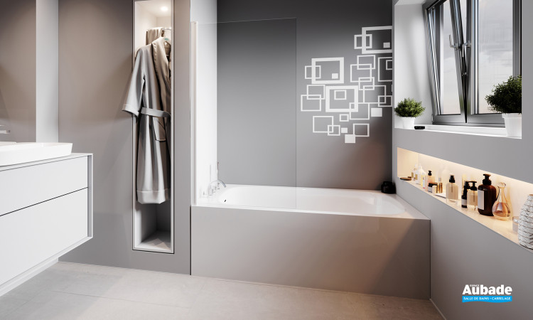 Pare-baignoire NPB3 par Decotec en coloris blanc mat