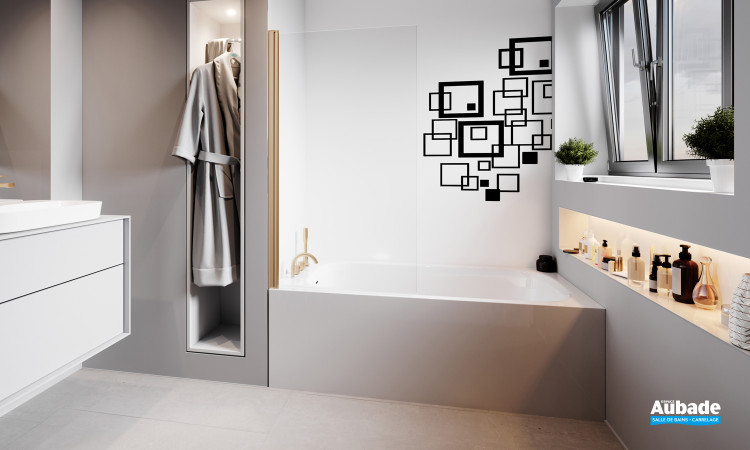 Pare-baignoire NPB3 par Decotec en coloris Doré brossé