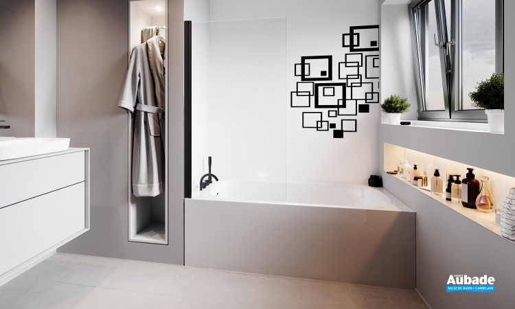Pare-baignoire NPB3 par Decotec en coloris noir mat