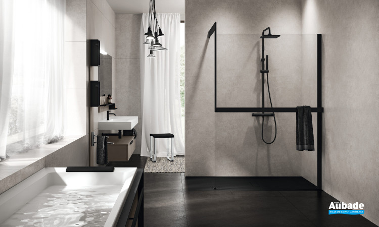 Paroi de douche Kit KUADRA FRAME coloris Trasp Nero de Novellini