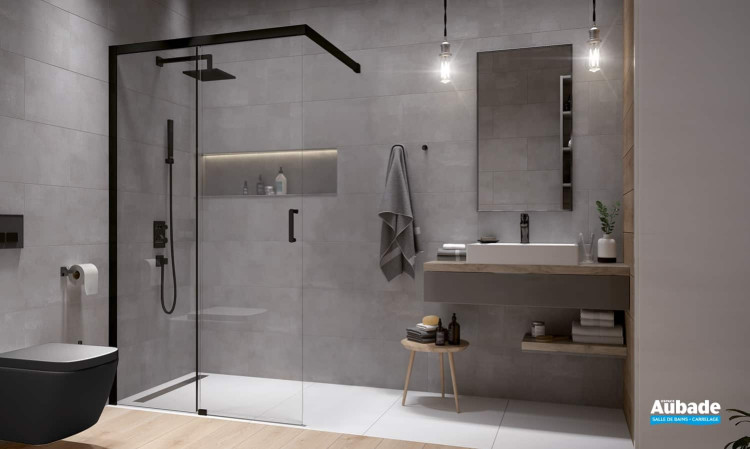 paroi de douche arty walk in noir mat de leda