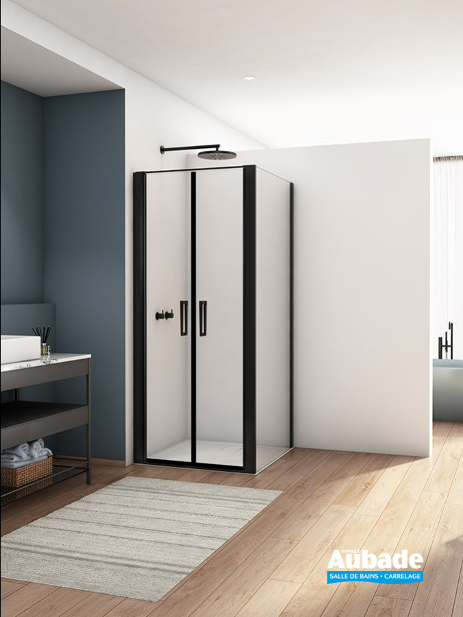 Paroi de douche Divera de Ronal, porte battantes + paroi fixe à 90°