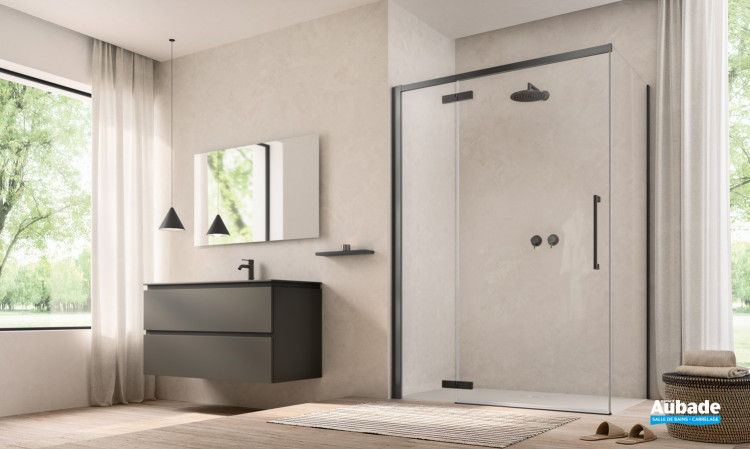 paroi douche ronal etna paroi fixe en retour noir mat