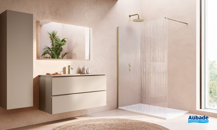 Paroi de douche Walk-in Easy 2.0 Fil d'eau par Ronal coloris Or brossé