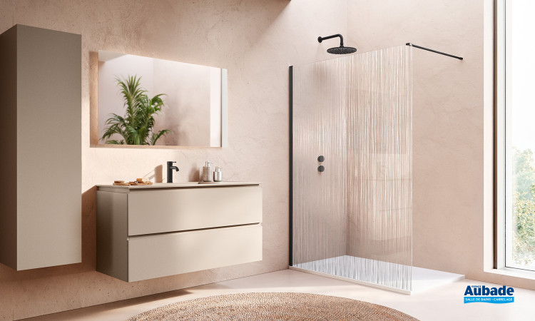 Paroi de douche Walk-in Easy 2.0 Fil d'eau par Ronal coloris Noir mat