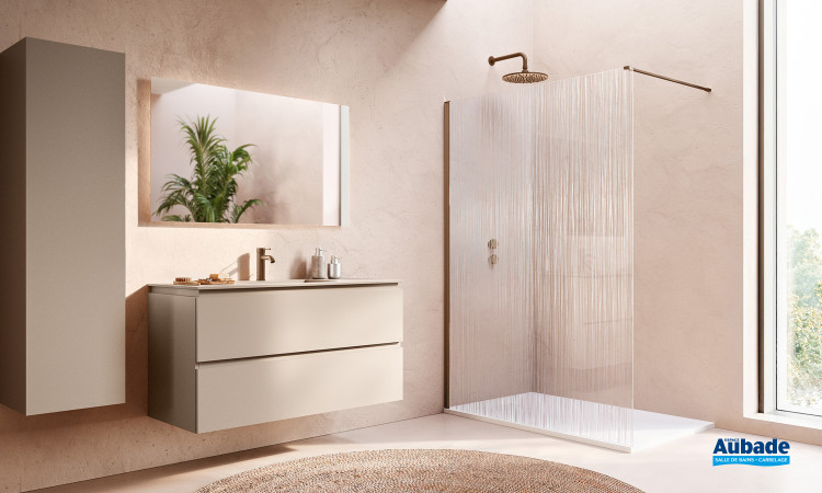 Paroi de douche Walk-in Easy 2.0 Fil d'eau par Ronal coloris Or rose brossé