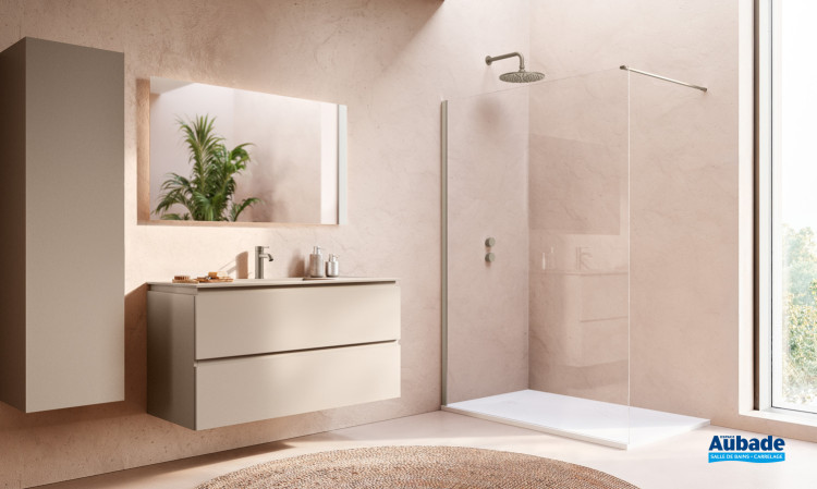 paroi douche ronal walkin 2.0 vitrage transparent 140 finition bronze brosse