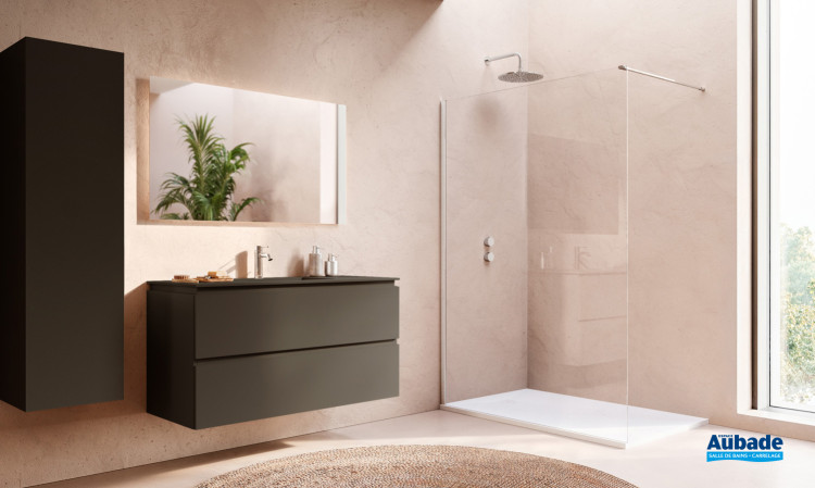 paroi de douche ronal walkin 2.0 vitrage transparent 140 finition poli brillant