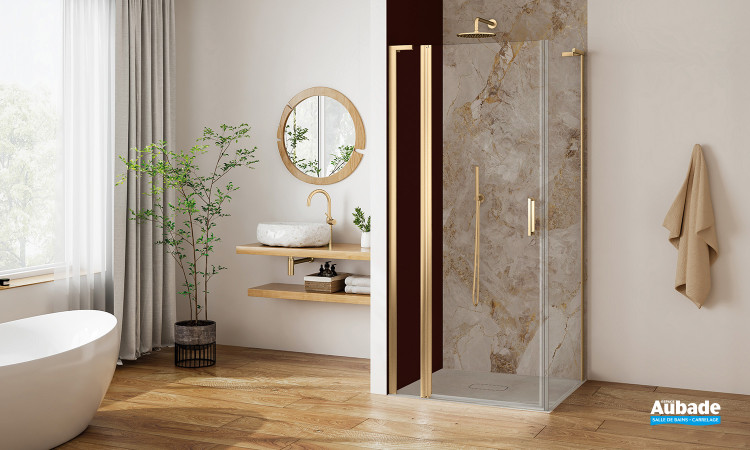 Paroi de douche avec porte pivotante Pastel Bronze brossé de Roth