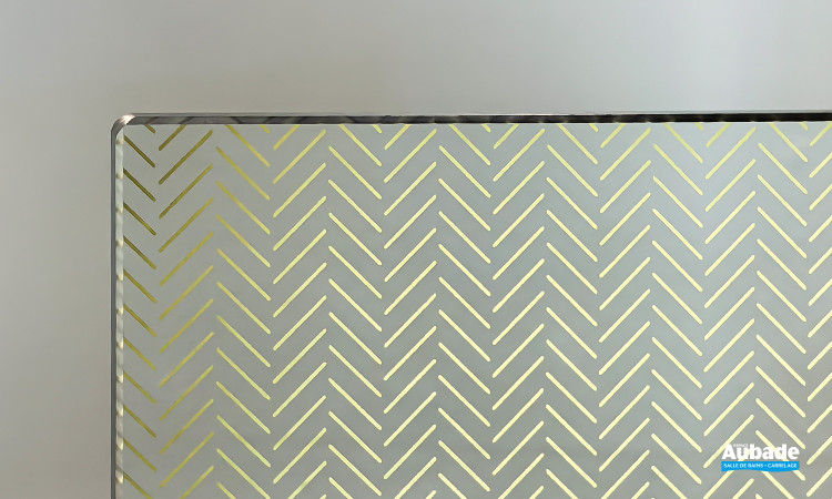 Paroi de douche fixe Pastel Or brillant avec verre sérigraphié Chevrons de Roth