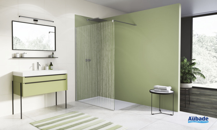 Paroi de douche fixe sérigraphiée chromé Fil d'eau par Ronal