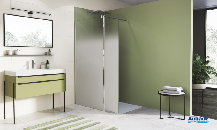 Paroi de douche Walk in Brume avec volet pivotant à 180 degrès de Ronal