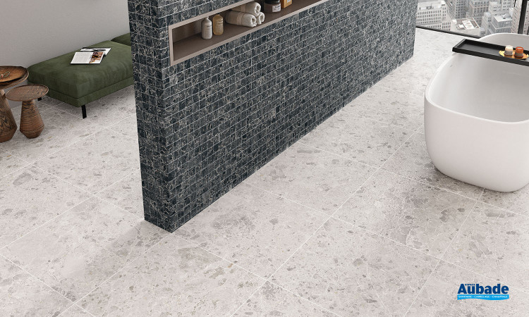 Collection Bedrock par Pavigres en coloris White et mosaïque Black