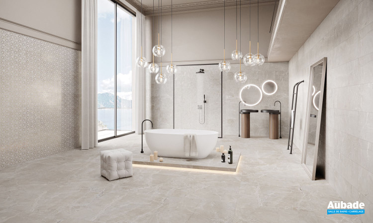 Collection Breccia par Pavigrés en coloris Gold, mosaïque et décor Gold