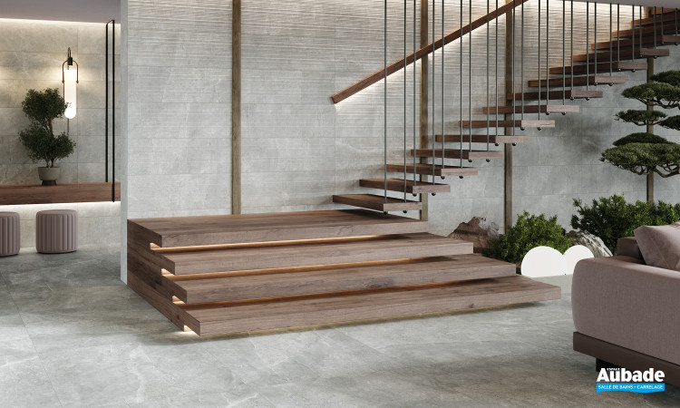 Collection Pietrabrava par Pavigrés en coloris Nebbia et décor Matt Relief Nebbia