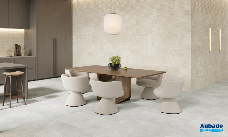 Collection Pietrabrava par Pavigrés en coloris Perla et décor Matt relief Perla