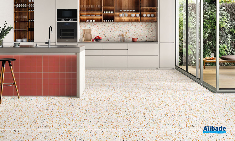 Collection Terrazzo par Pavigres en coloris Coral