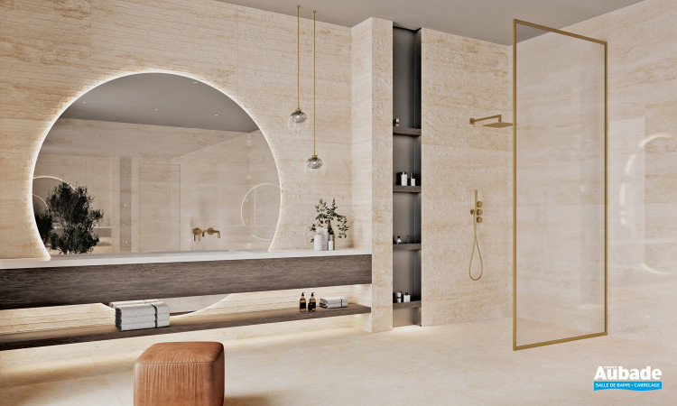Collection Travertino par Pavigrés en coloris et décor Corso Oro