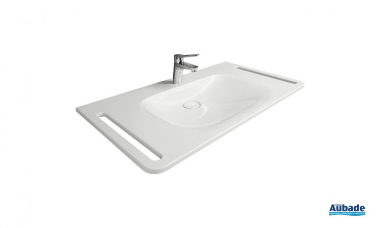 Plan de toilette en pierre de synthèse accessibilité PMR Derby Style coloris blanc de Vigour