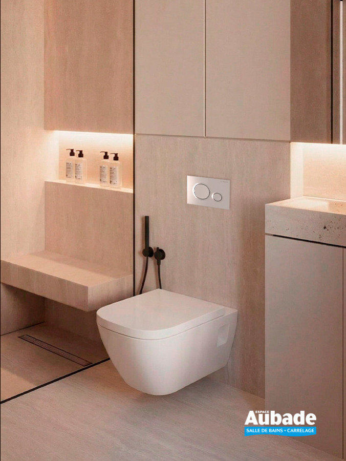 Plaque de commande Derby Style, modèle Round de Vigour, coloris Chrome