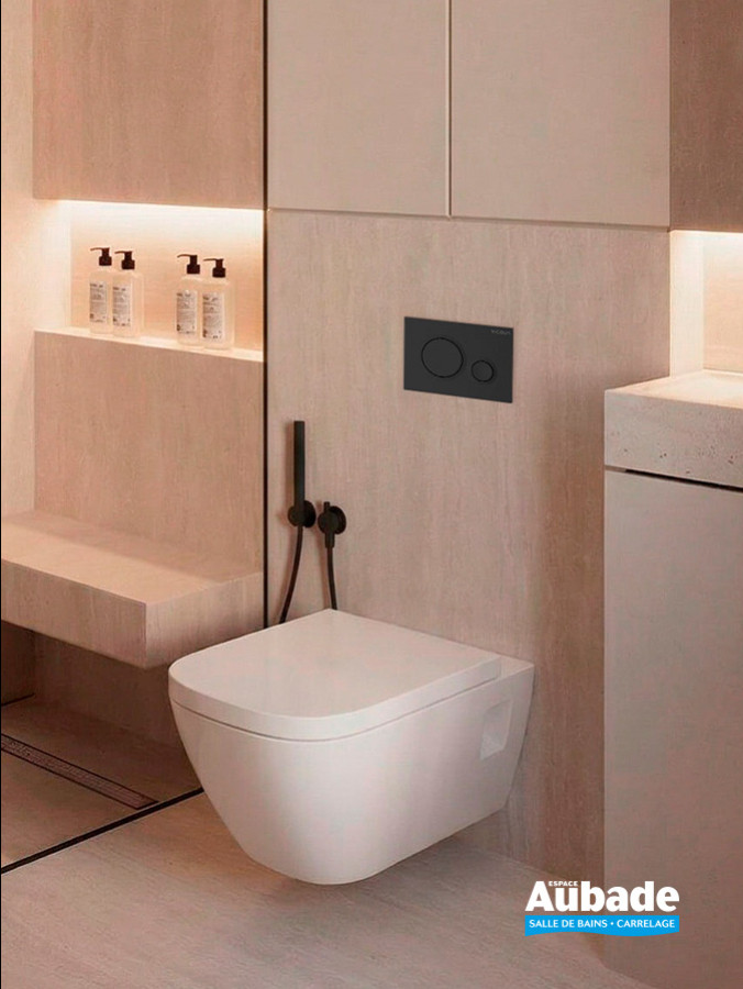 Plaque de commande Derby Style, modèle Round de Vigour, coloris Noir mat